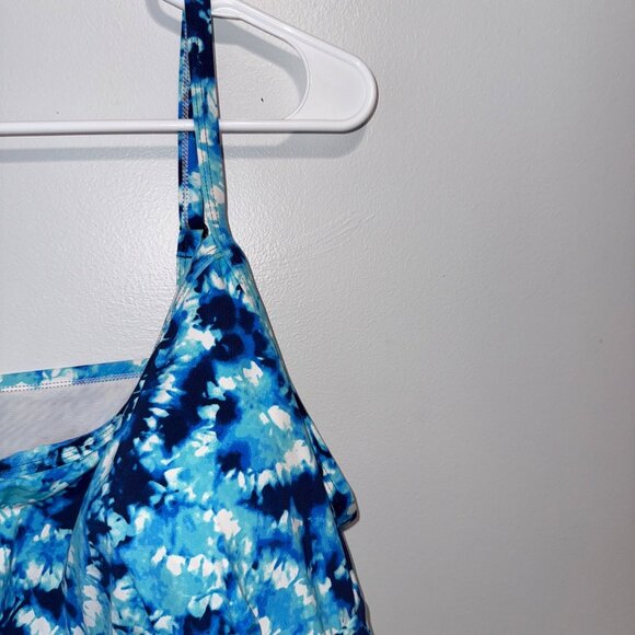 Blue Tie-Dye Croft & Barrow Tankini Top 3X With Adjustable Straps - Picture 3 of 6